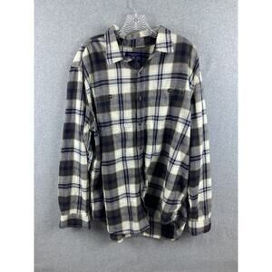 American Eagle Prep Fit Shirt Men's XXL Flannel Plaid Long Sleeve Button‎ Up